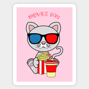 Movies day, movies and cats lover Magnet